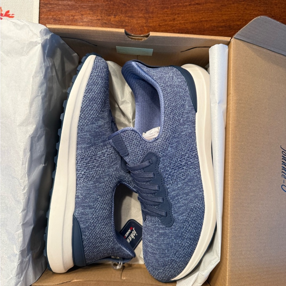 johnnie-O Range Runner Knit Sneakers in Blue